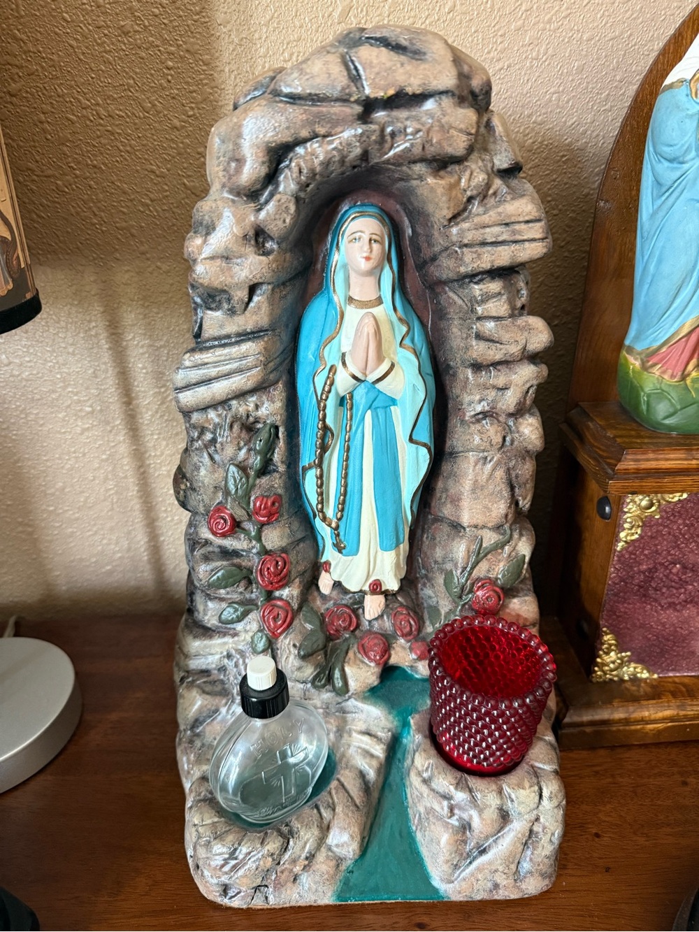 Our Lady of Lourdes Grotto Statue Chalkware